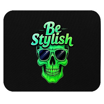 Discover Be Stylish Vibrant Green Skull with Sunglasses Mouse Pads