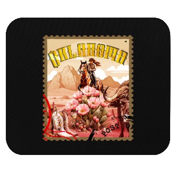 Discover Oklahoma Cowgirl Stamp Mouse Pads