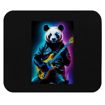 Discover Panda playing guitar neon art Mouse Pads
