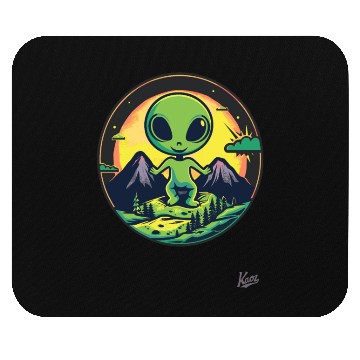 Discover Cute Green Alien Loves Nature Mouse Pads