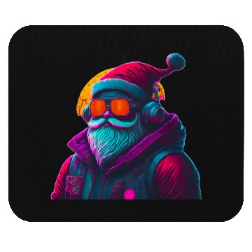 Discover Retro Cool Santa Claus with Headphones Neon Colors Mouse Pads