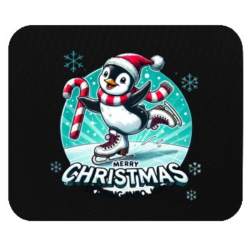 Discover Penguin Ice Skating Christmas Fun Mouse Pads