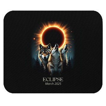 Discover Three Wolves and Solar Eclipse, Forest Wolf Animal Mouse Pads