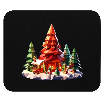 Discover Geometric Christmas Tree Scene Mouse Pads
