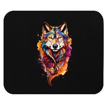 Discover Colored wolf dog Mouse Pads