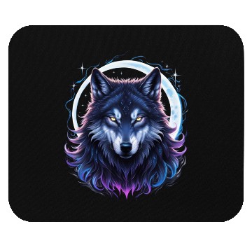Discover Mystic Blue Arcane Wolf Mouse Pads