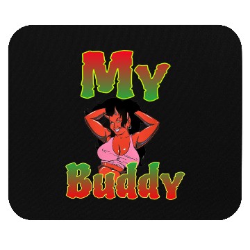Discover My Devil Buddy Illustration Mouse Pads
