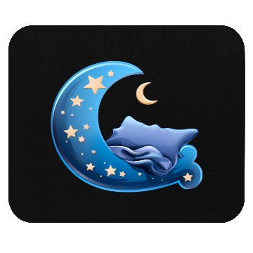 Discover Cartoon Sleep Icon Moon and Bed for Sleep Mouse Pads
