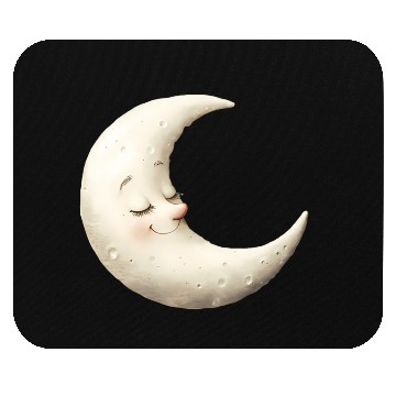 Discover Cute Moon Sleeping Moon with a Smile Mouse Pads