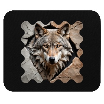 Discover Wolf Emerging Through Stone Mouse Pads