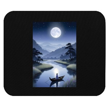 Discover Moonlit River Serenity - Nightscape Poster Mouse Pads