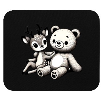 Discover Chibi Deer & Bear - Forest Harmony by TSQ Mouse Pads