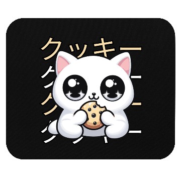 Discover Cute Cat Japanese Kawaii Anime Cat with Cookie Mouse Pads