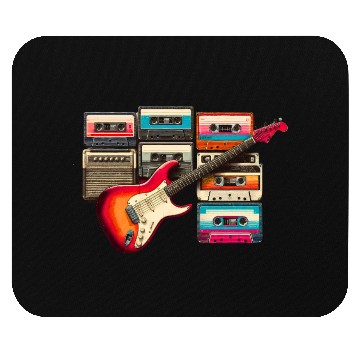 Discover Old guitar and old cassette tape Mouse Pads