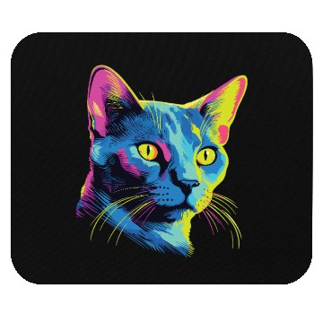 Discover Cat Watercolor Colorful Russian Blue Mouse Pads