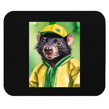 Discover Green and Gold Tassie Devil Mouse Pads