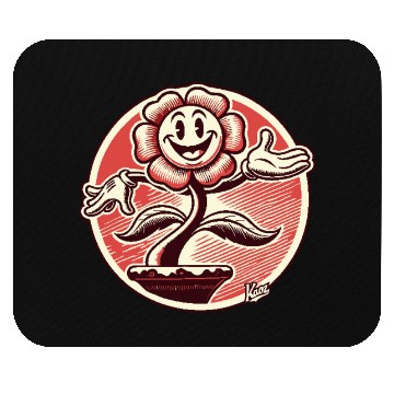 Discover Funny Retro Cartoon Flower Mouse Pads