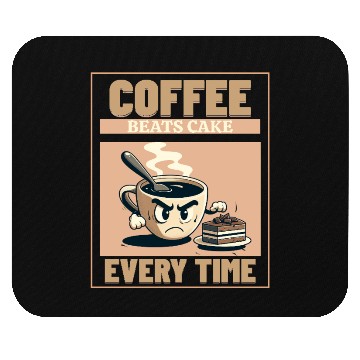 Discover Coffee Beats Cake – Funny Coffee Lover Design Mouse Pads