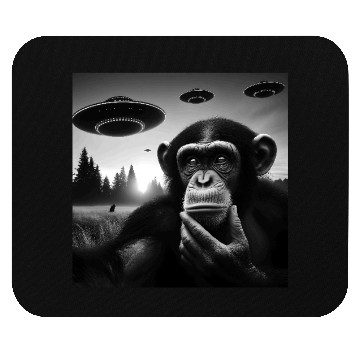 Discover Chimp Monkey Ape Funny Selfie with UFOs Weird Alie Mouse Pads