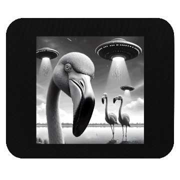 Discover Flamingo Sci-fi Funny Graphic Selfie with UFOs Wei Mouse Pads
