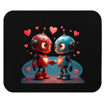 Discover Cute Robot Hearts Mouse Pads