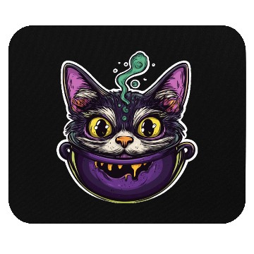 Discover Cat Boiler Cat Witch Halloween Mouse Pads