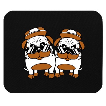 Discover Two Dogs Pug Sunglasses Cap Teenager Team Friends Mouse Pads