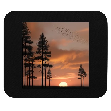 Discover Pine forest at sunset Mouse Pads