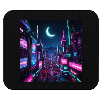 Discover Neon lit city at night Mouse Pads