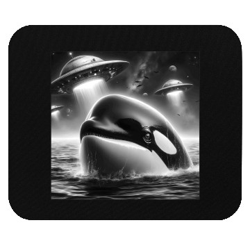 Discover Killer whale Funny Graphic Selfie with UFOs Weird Mouse Pads