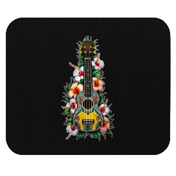 Discover Ukulele with hibiscus flowers AI Mouse Pads