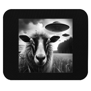 Discover Sheep ram2, lamb Funny Graphic Selfie with UFOs We Mouse Pads