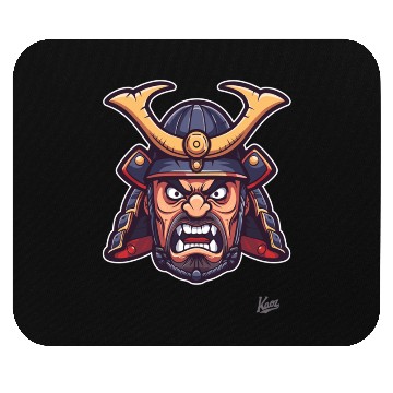 Discover Angry Samurai Warrior Head Illustration Mouse Pads