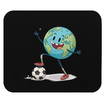 Discover Planet Earth playing soccer Mouse Pads