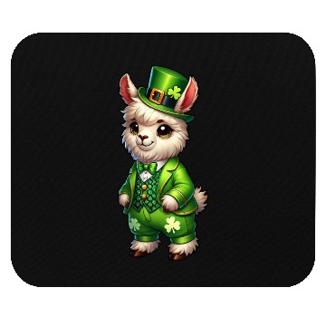 Discover Cute St. Patrick's Day Llama Cartoon Mouse Pads