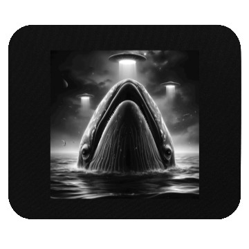 Discover Whale cetacean Funny Graphic Selfie with UFOs Weir Mouse Pads