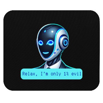 Discover Relax I'm Only 1% Evil Funny AI Robot Design Mouse Pads