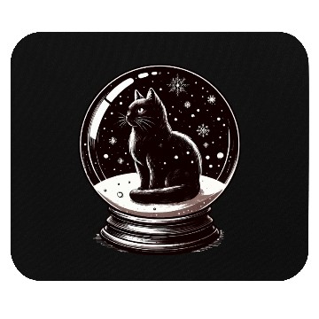 Discover Snow Globe With Black Cat Winter To Shake Mouse Pads