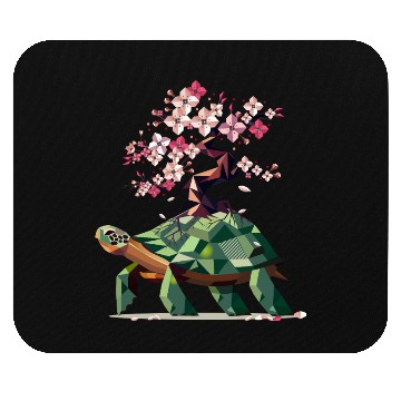 Discover Turtle with blooming cherry blossom bonsai Mouse Pads