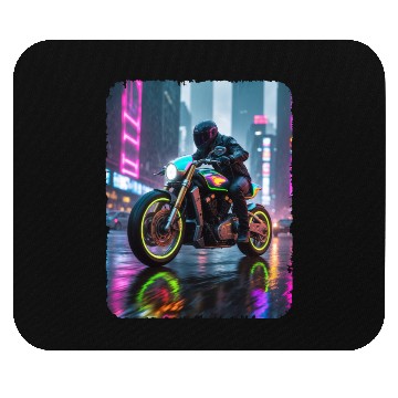 Discover Motorcycle cyberpunk in city Mouse Pads