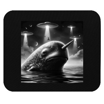Discover Narwhal Funny Graphic Selfie with UFOs Weird Alien Mouse Pads