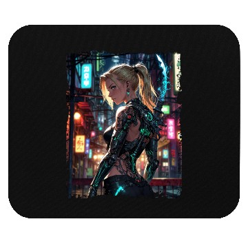 Discover Cyberpunk Women Warrior Anime Mouse Pads