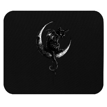 Discover Cat With Bat Wings Sitting On Crescent Moon Goth Mouse Pads