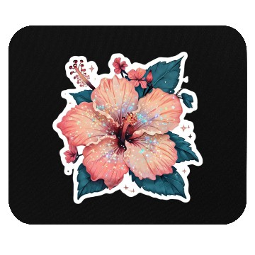 Discover Vibrant Hibiscus Flower with Sparkling Effects Mouse Pads