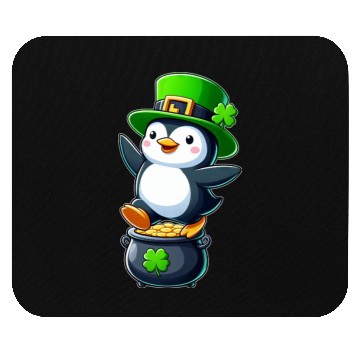 Discover St. Patrick's Day penguin top hat clover Mouse Pads