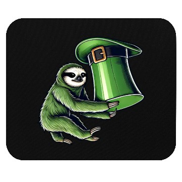 Discover St. Patrick's Day Sloth Top Hat Green Mouse Pads