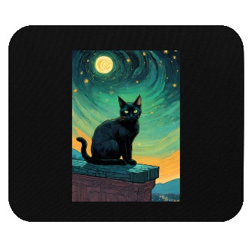 Discover Cat painting red black cat Mouse Pads