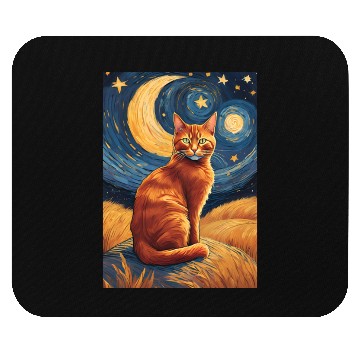 Discover Cat painting red black cat Mouse Pads