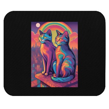 Discover Cat painting red black cat Mouse Pads