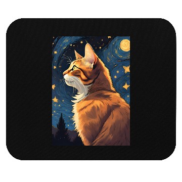 Discover Cat painting red black cat Mouse Pads